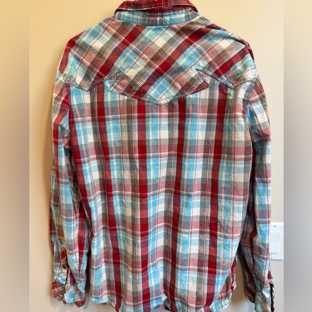 BKE Vintage blue & red Button Down shirt - Picture 3 of 4